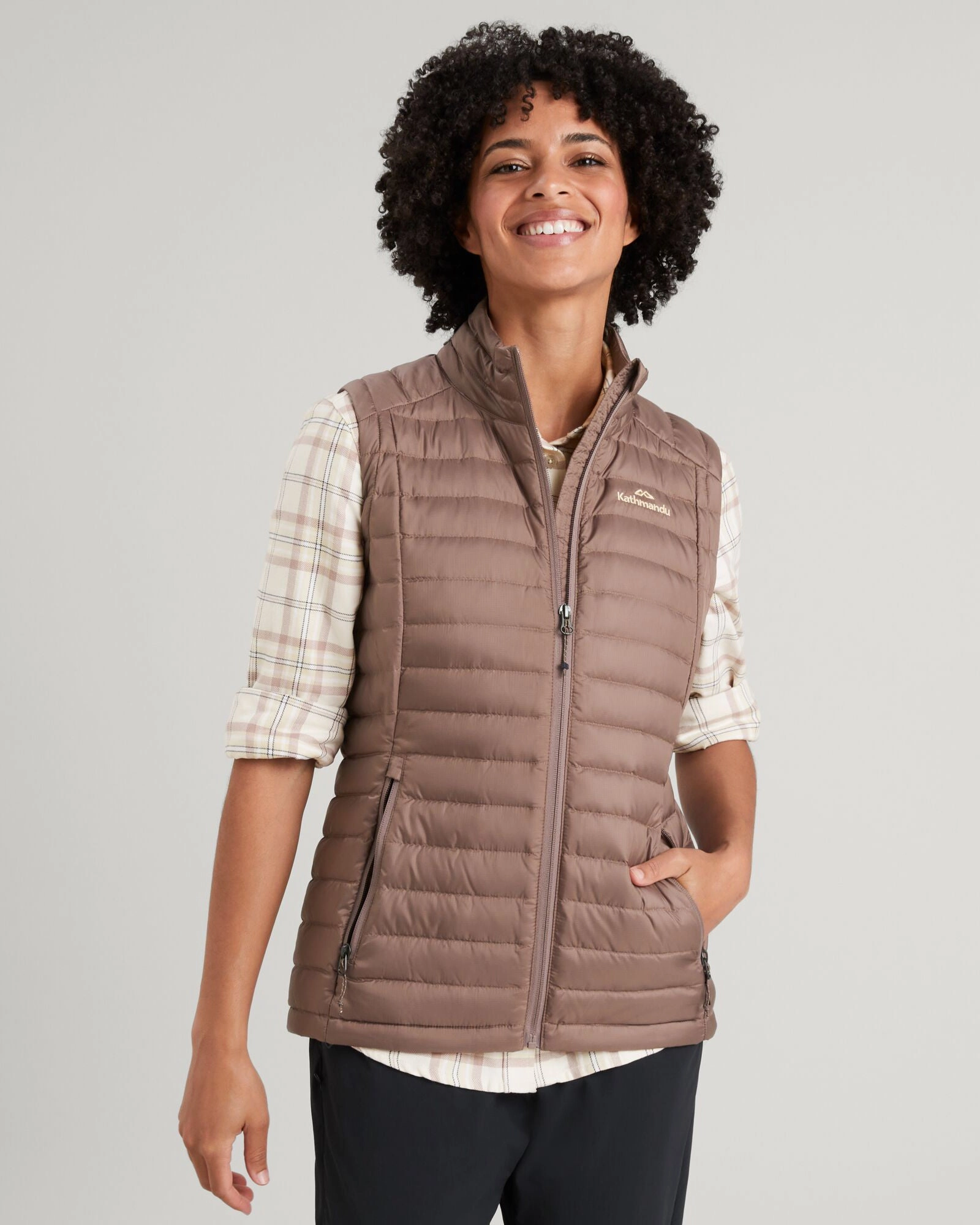 Quick Drying FullLengthZip Women's Heli Down Vest - Taupe