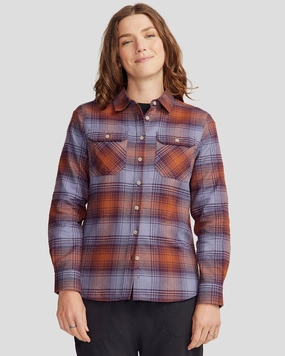 Date night Anti Pilling Finish Women's Carrillon HF Long Sleeve Shirt  - Shadow Plaid Haze