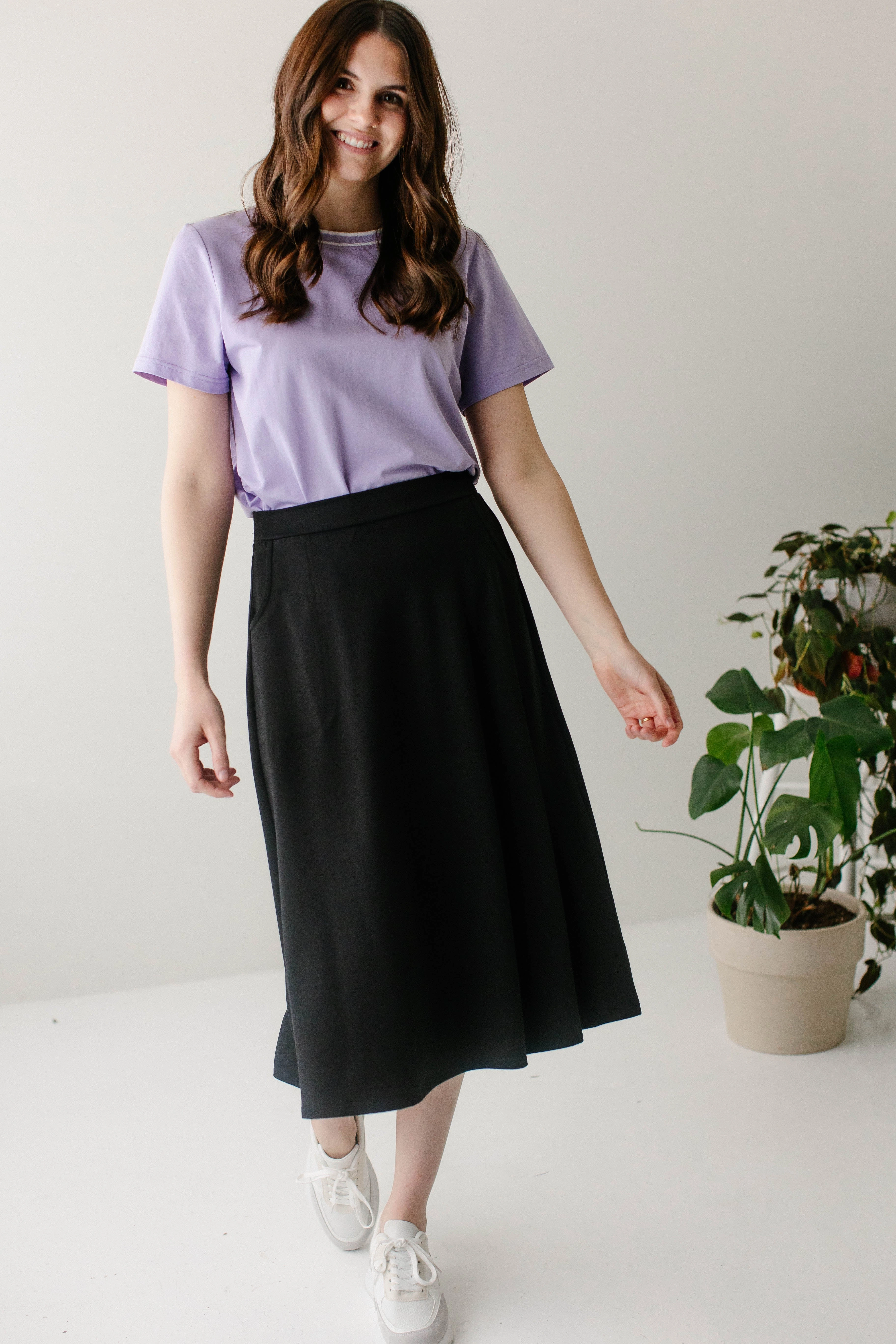 'Tori' Bamboo Cotton Blend Midi Skirt Cultural Heritage