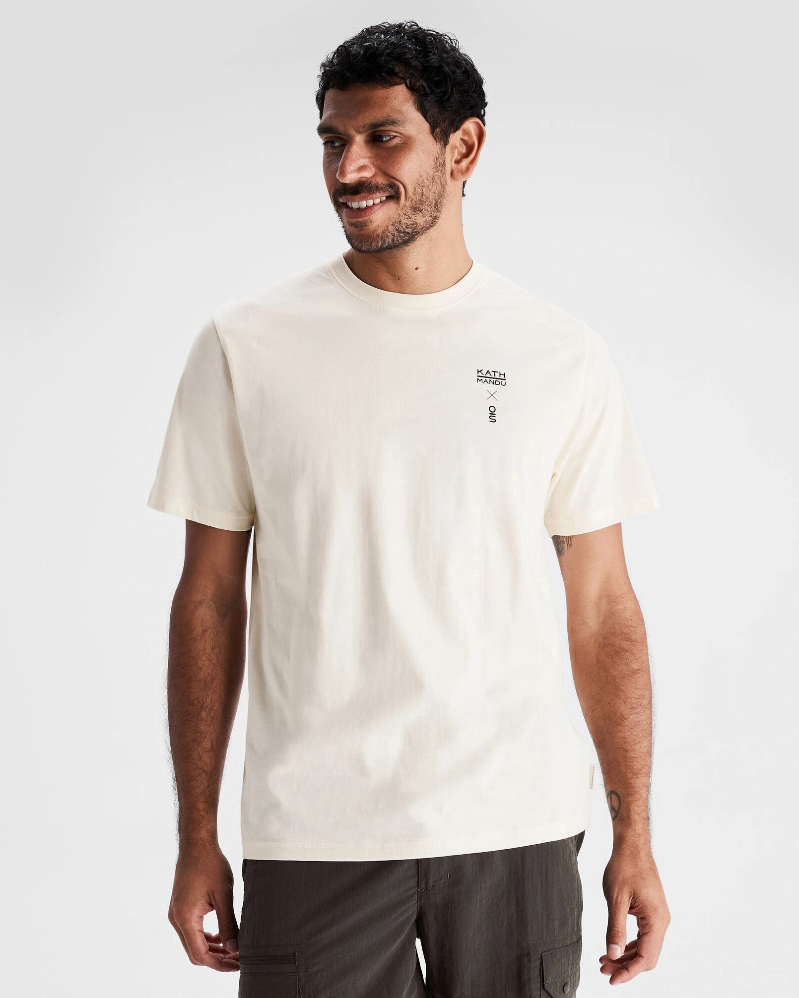 Men's O.Smither Lines Organic Cotton T-shirt - Natural ZonalVentilation Adjustable Hem
