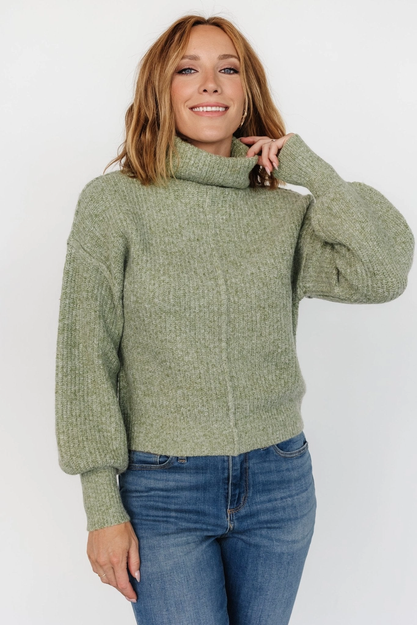 All Season Knitwear Chilly Fit Wear Frannie Knit Turtleneck Sweater | Olive