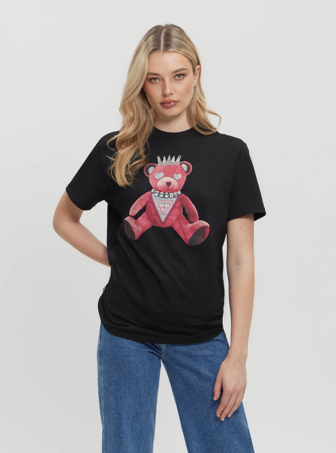SweatWicking Fabric Black Pink Bear T-Shirt