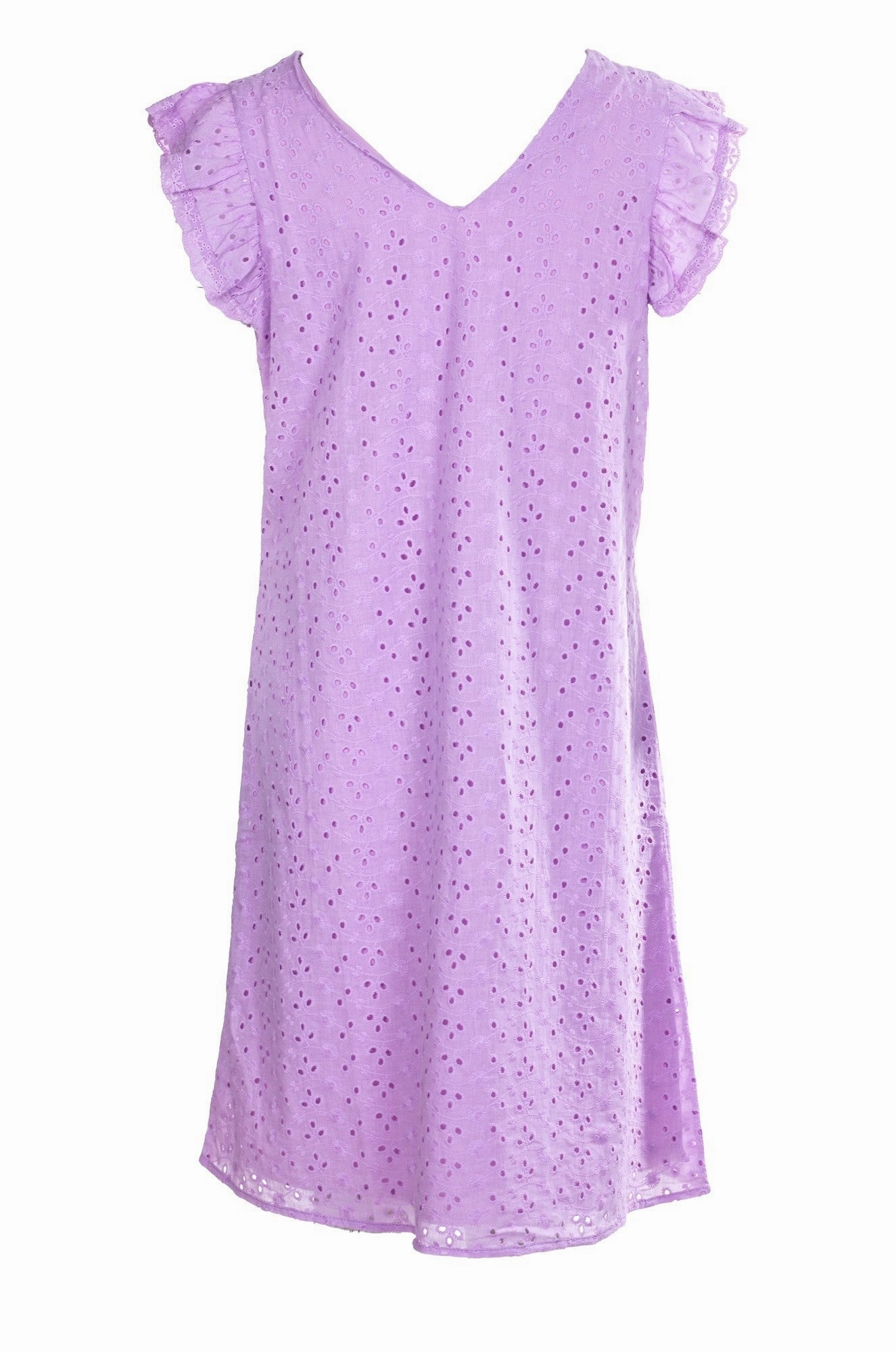 MoldResistantTexture 100% Cotton Broderie Anglaise Dress | LILAC | 8594A1