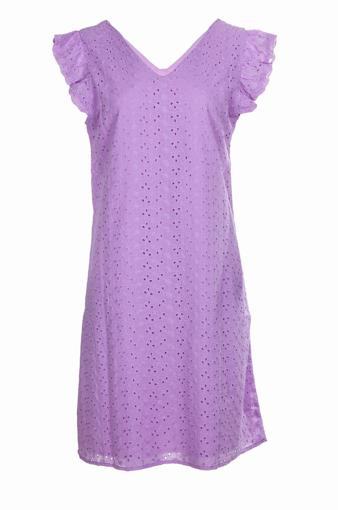100% Cotton Broderie Anglaise Dress | LILAC | 8594A1 Perfect For Work Street Mood