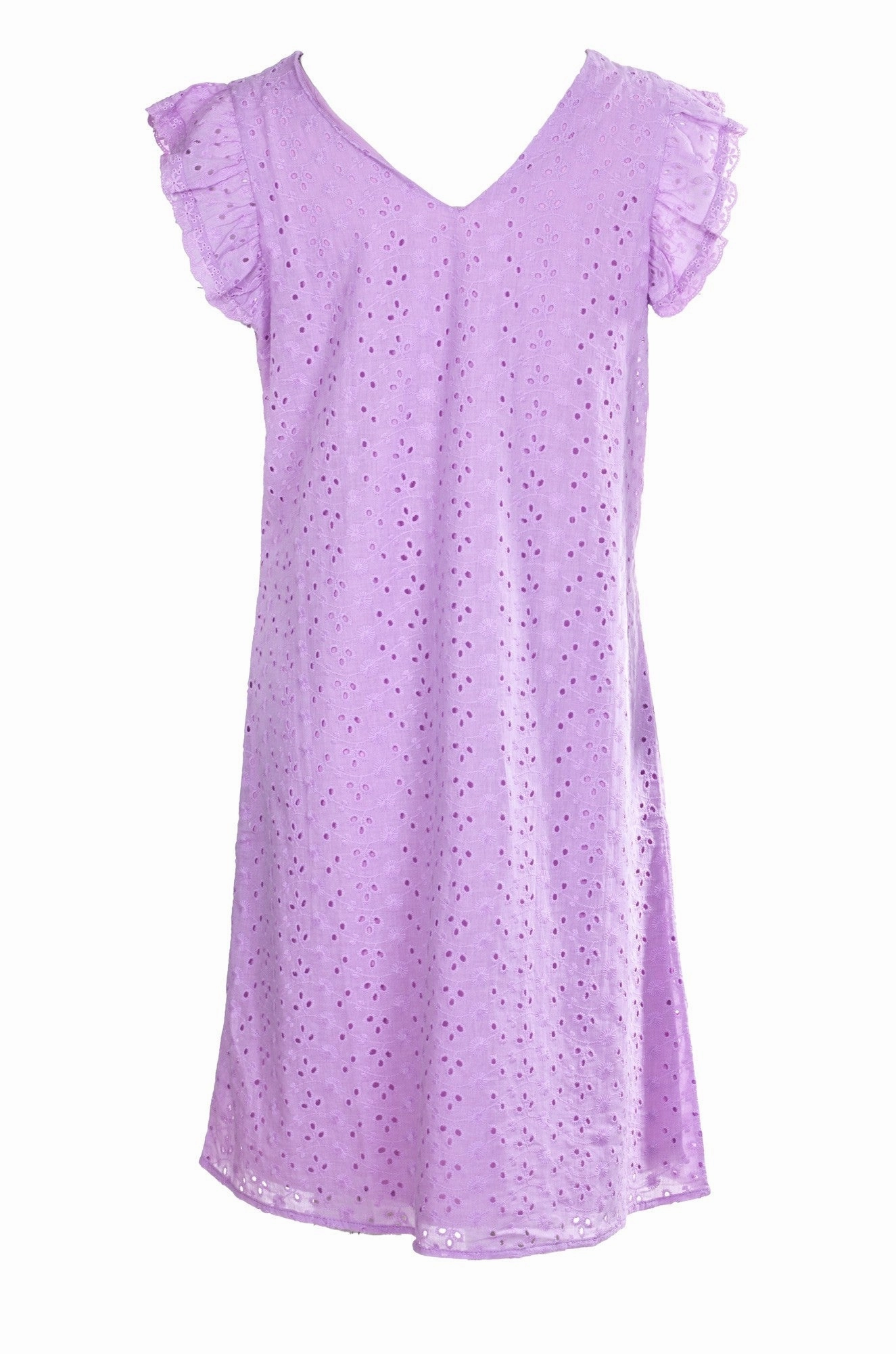 spring fresh 100% Cotton Broderie Anglaise Dress | LILAC | 8594A1