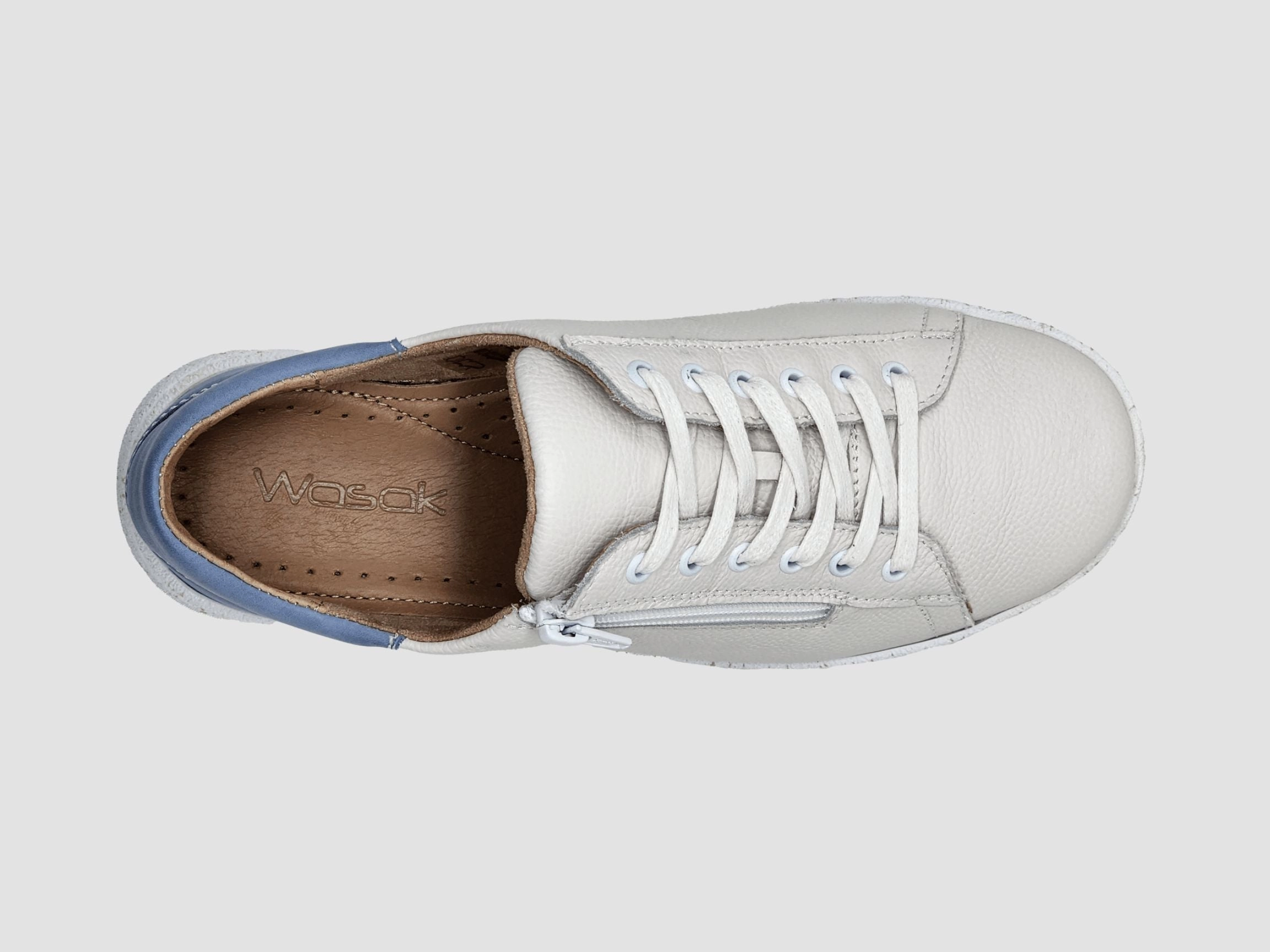 Easy Layer Shock Absorbing Midsole Women's Zaya Leather Sneakers - White/Blue