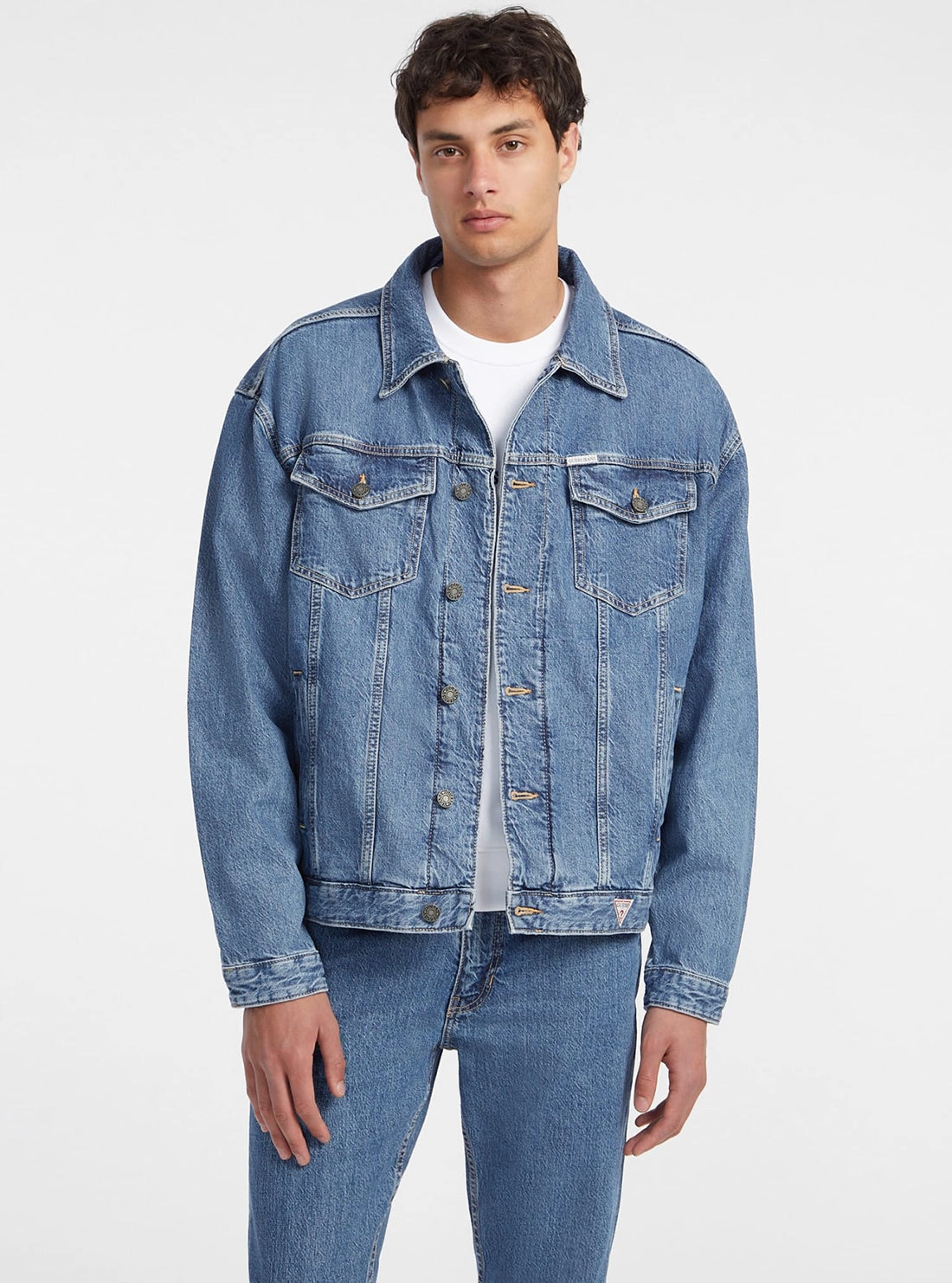Guess Jeans Blue Oversize Trucker Jacket FlexibleCuffSystem