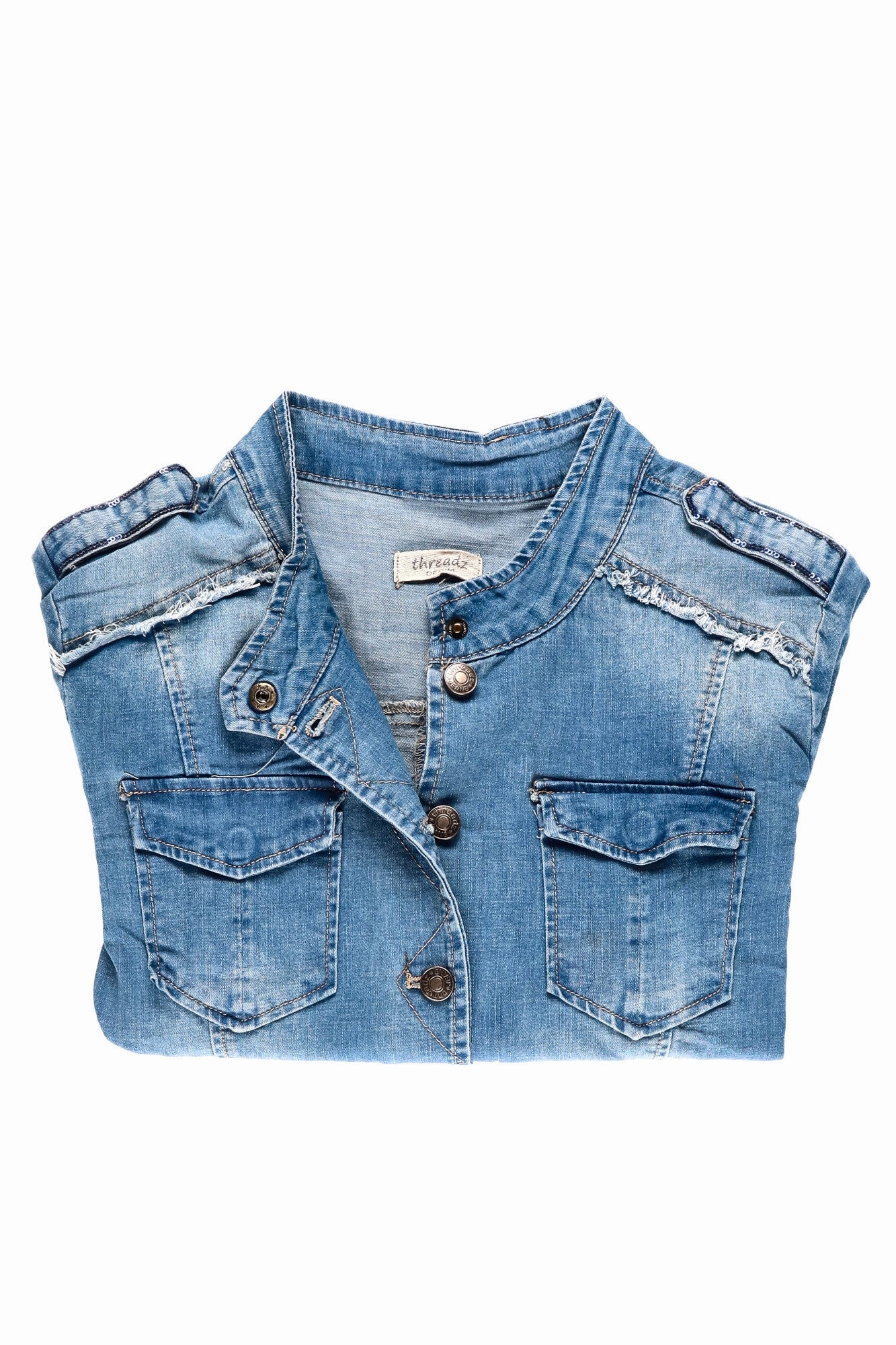 Outdoor Style Staple Threadz Military Denim Jacket Denim