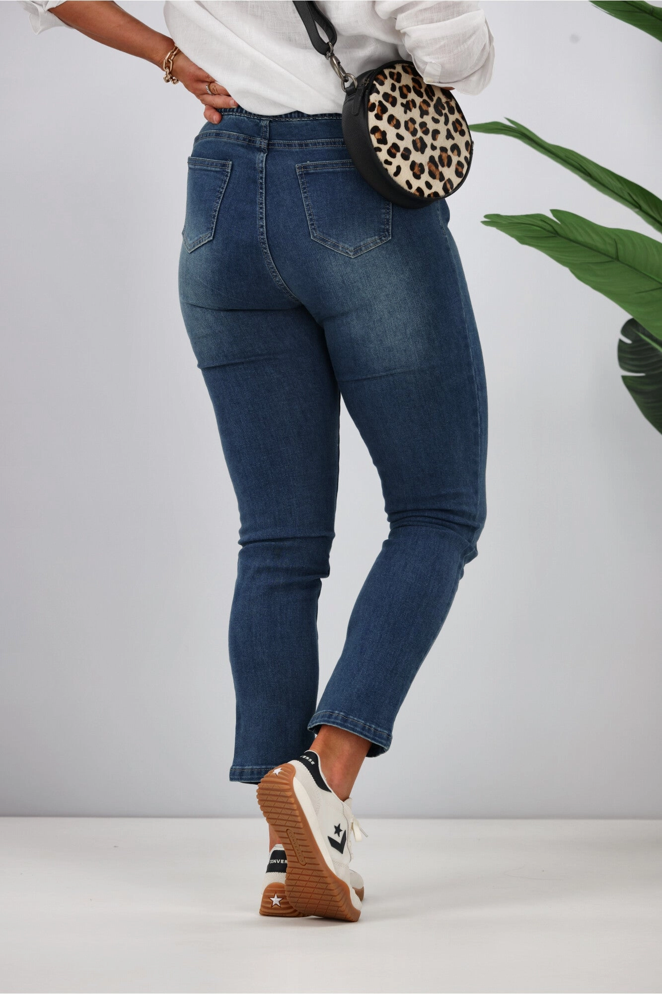 Threadz The High Rise Slim Leg Stretch Jean Blue Perfect Movement Fitness Lover Moisture Wicking