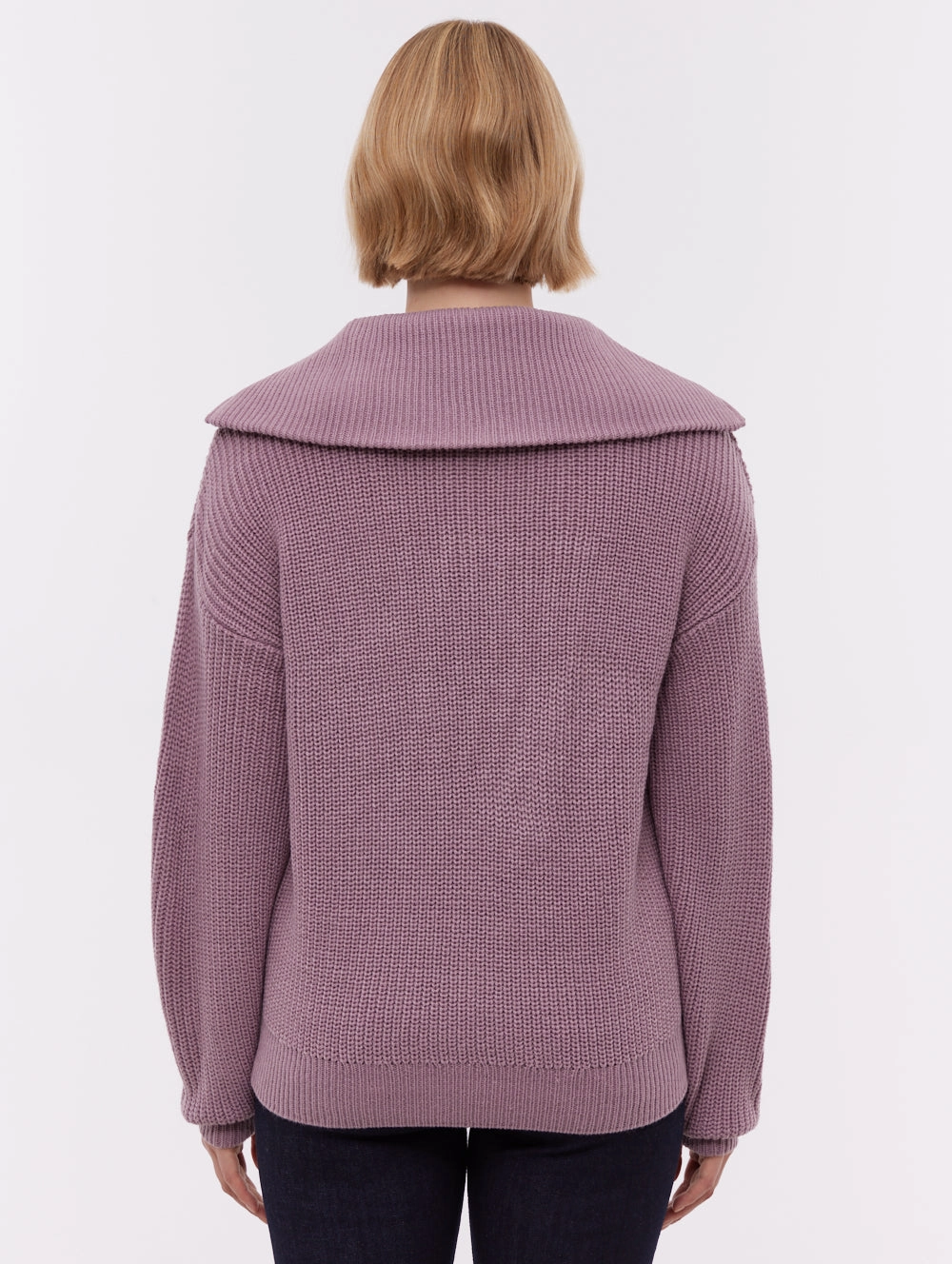 Thurynn Oversize Zippered Funnel Sweater - Purple Compact Weave Fabric