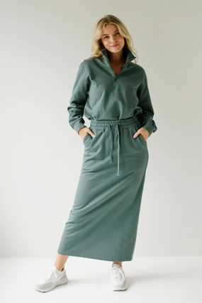 'Megan' Maxi Sweatshirt Skirt FINAL SALE Glossy Texture Outfit Display