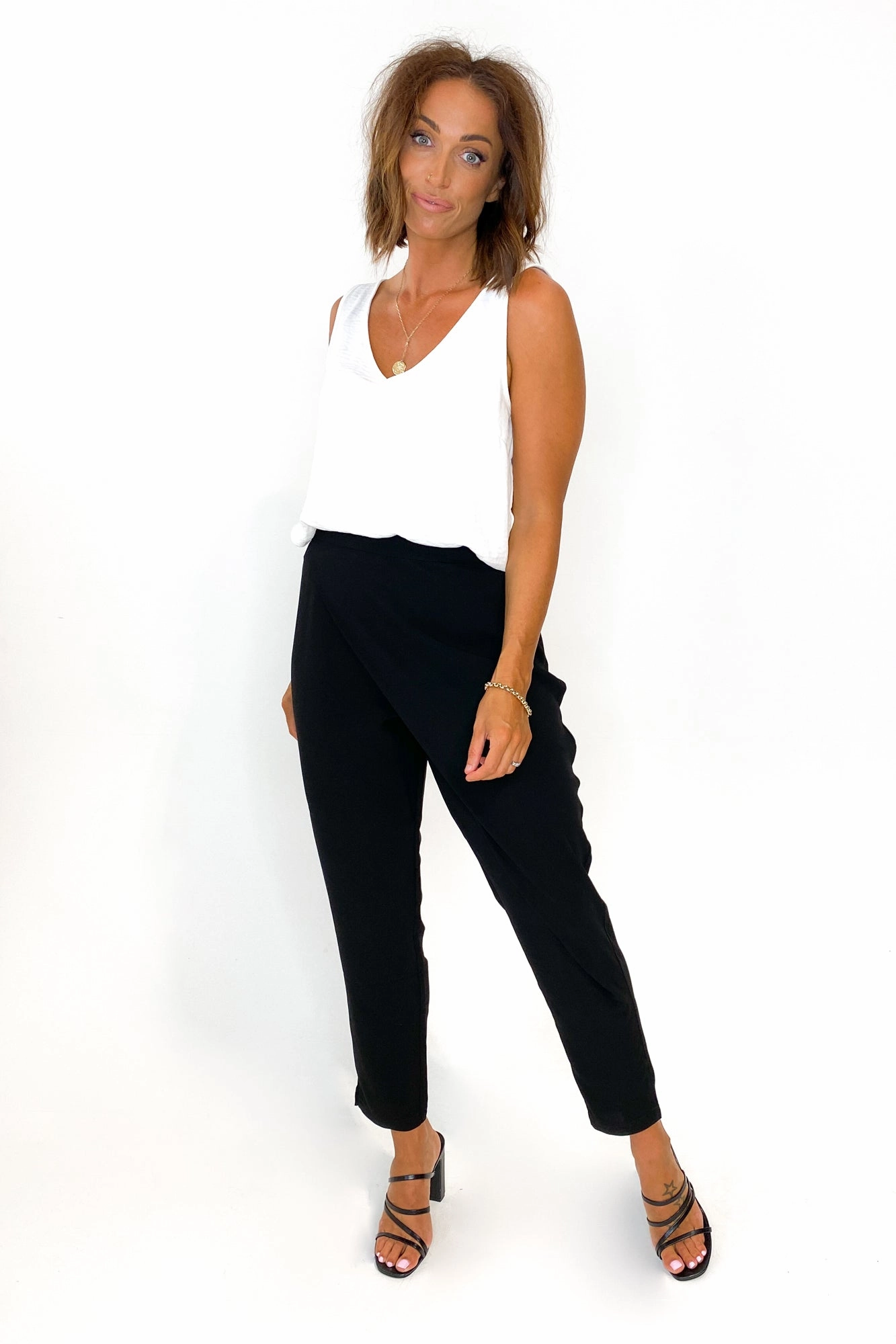 Gloss by Shine On Eliana Wrap Front Pants Black Ultra Thin Luxury Choice Body Shaping