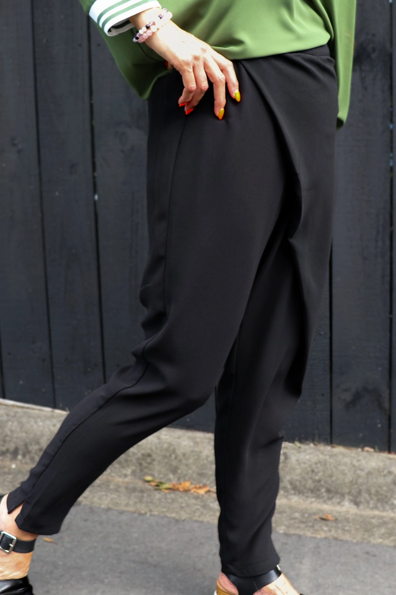 Gloss by Shine On Eliana Wrap Front Pants Black Casual Wearer Outdoor Running Luxury Choice Body Shaping