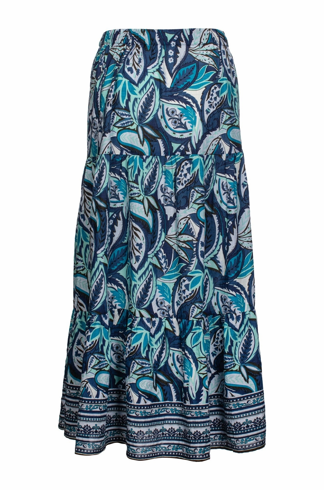 Edgy Look Double Layer Tiered Skirt | Indigo Mint Border | 6511C1