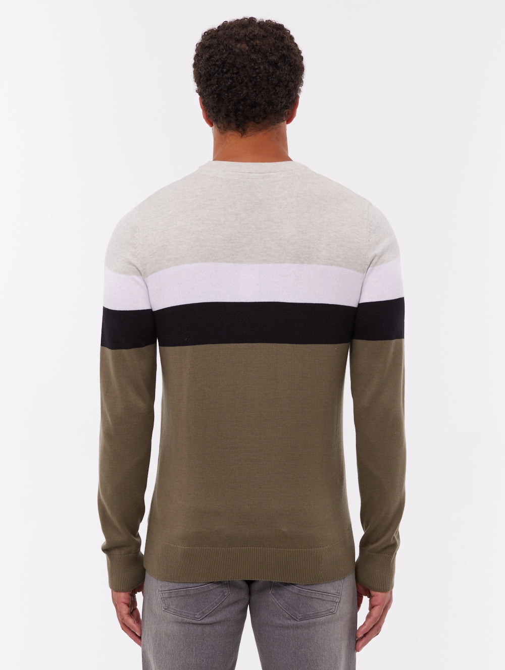 Versatile Fit Toone Striped Crew Neck Sweater - Green