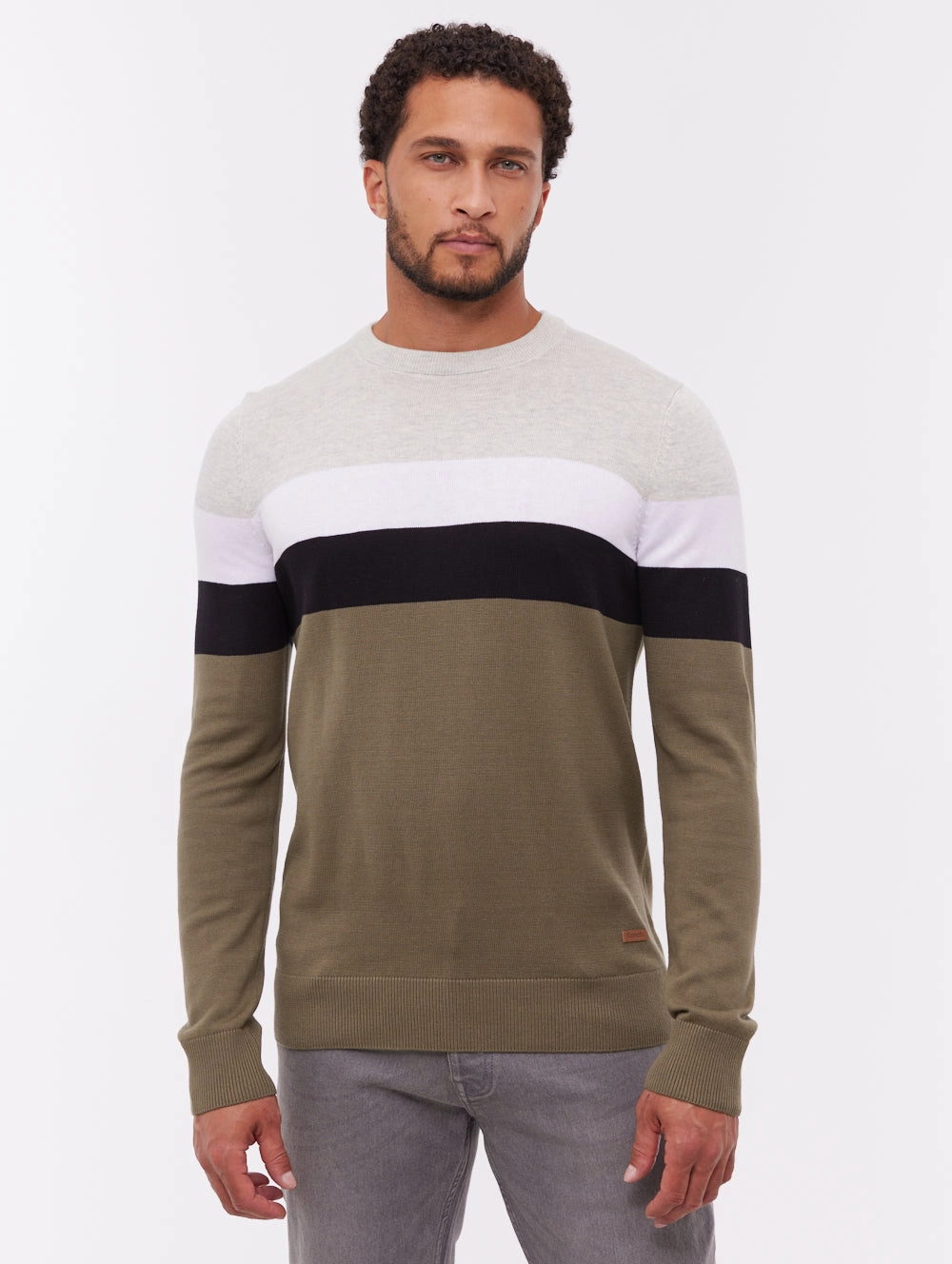 light layering Toone Striped Crew Neck Sweater - Green