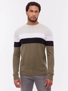 light layering Toone Striped Crew Neck Sweater - Green