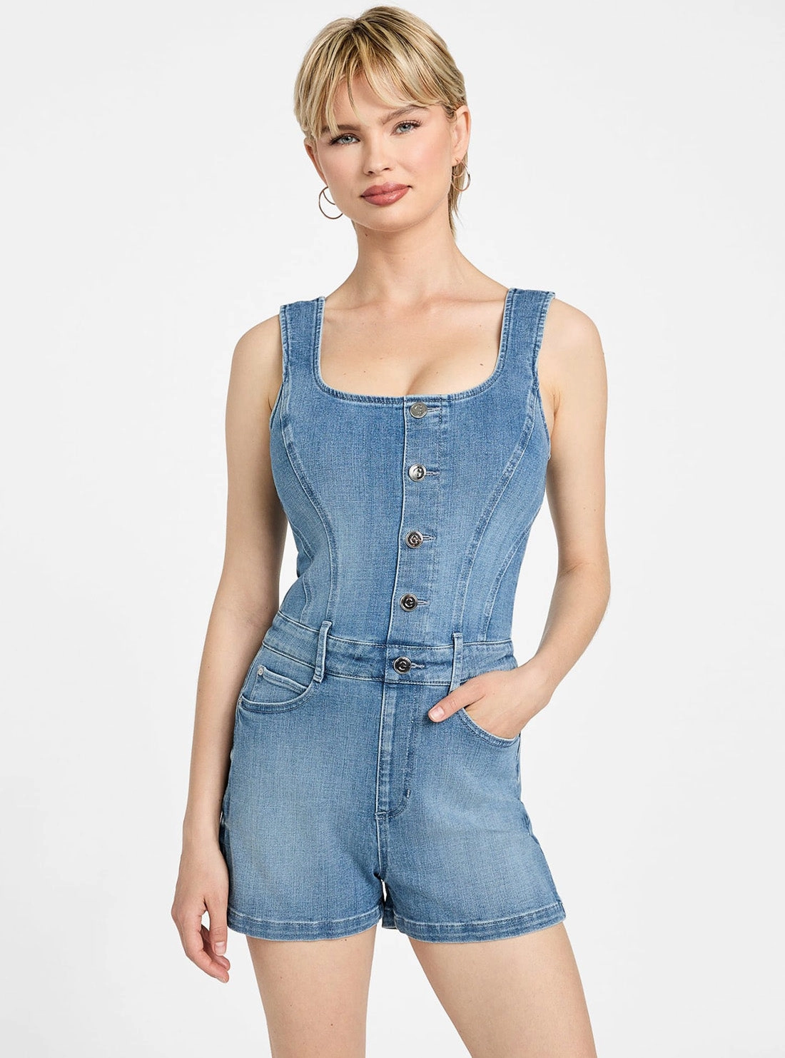 Eco Blue Sunni Denim Romper Match With All Summer Vibes