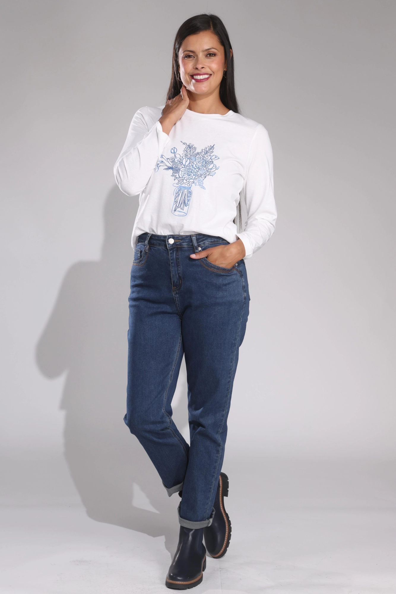 Short Jeans | DARK INDIGO | 0023B1 Flat Lock Stitching Modern Youth Style Party Look