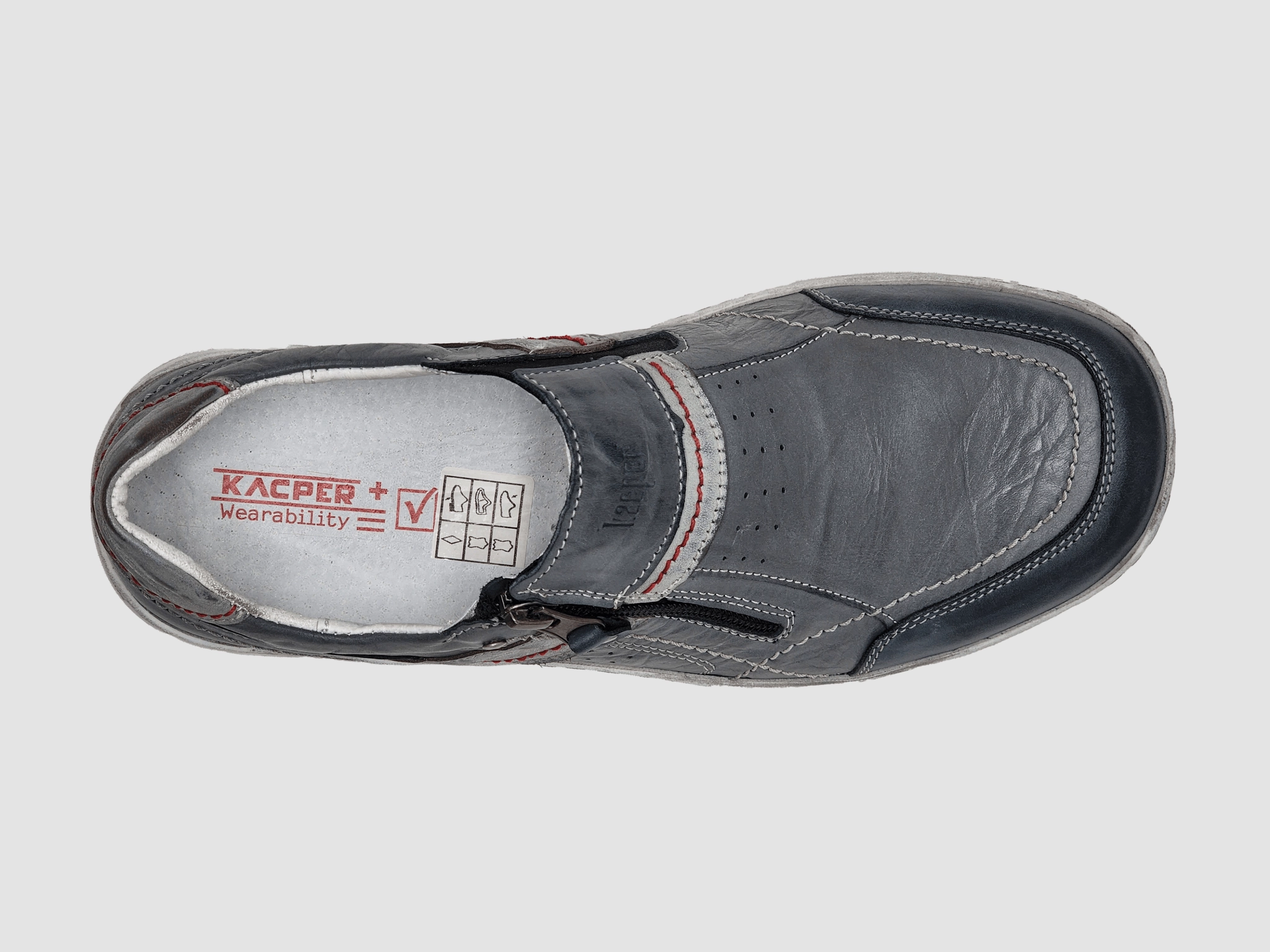 Men's Everyday Zip-Up Slip-On Leather Shoes - Dark Grey Grab And Go Easy Pair