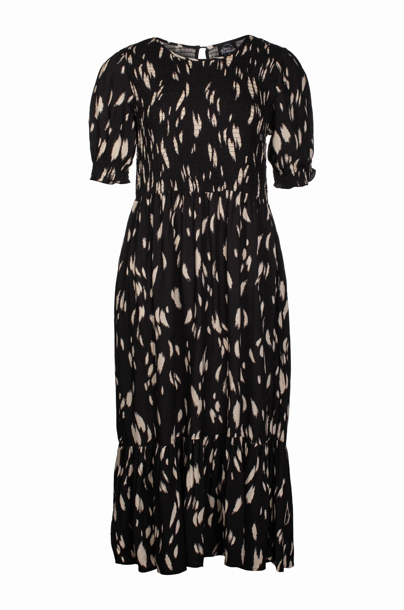 Soft cotton dress Dress | Blk Taupe Brushstroke | 7337C1