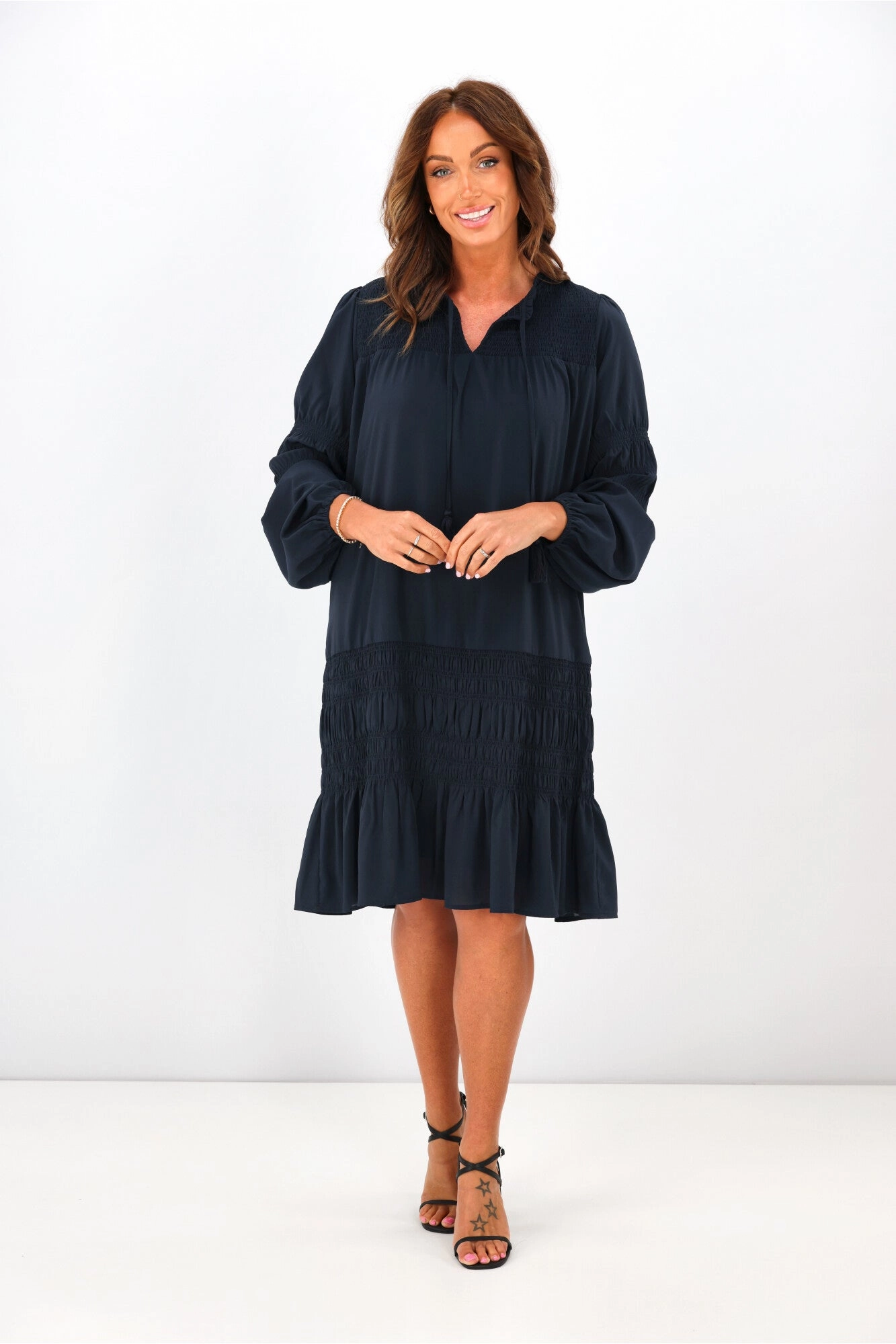 Sleek Silhouette Jane James Shirred Trixie Dress Midnight Navy