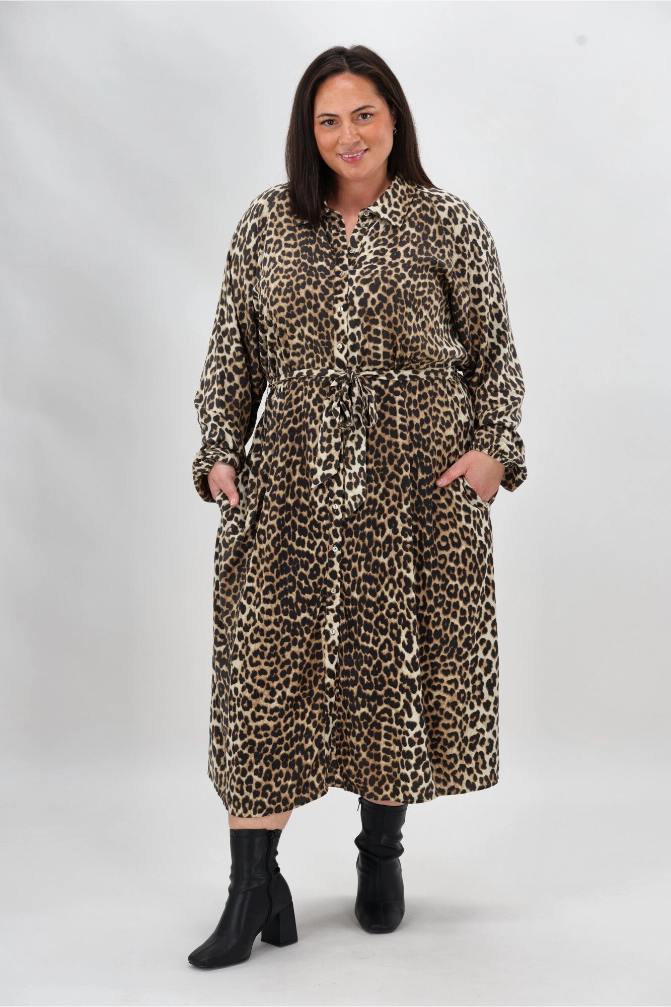 Smart Piece Betty Basics Lisa Leopard Shirt Dress Leopard Print