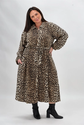Breathable Design Smart Fabric Betty Basics Lisa Leopard Shirt Dress Leopard Print