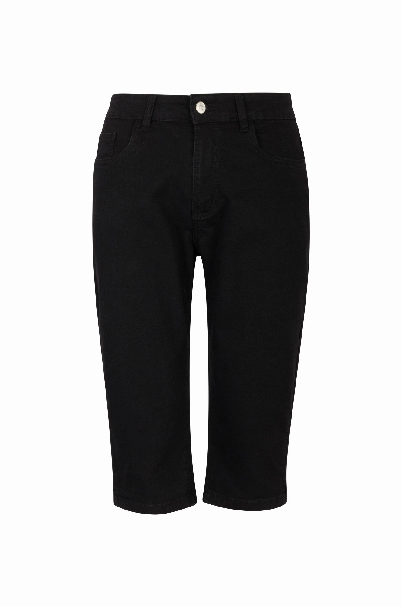 Comfy Waist Fit Twin Lakes Below Knee Jeans | Black | 6503A1