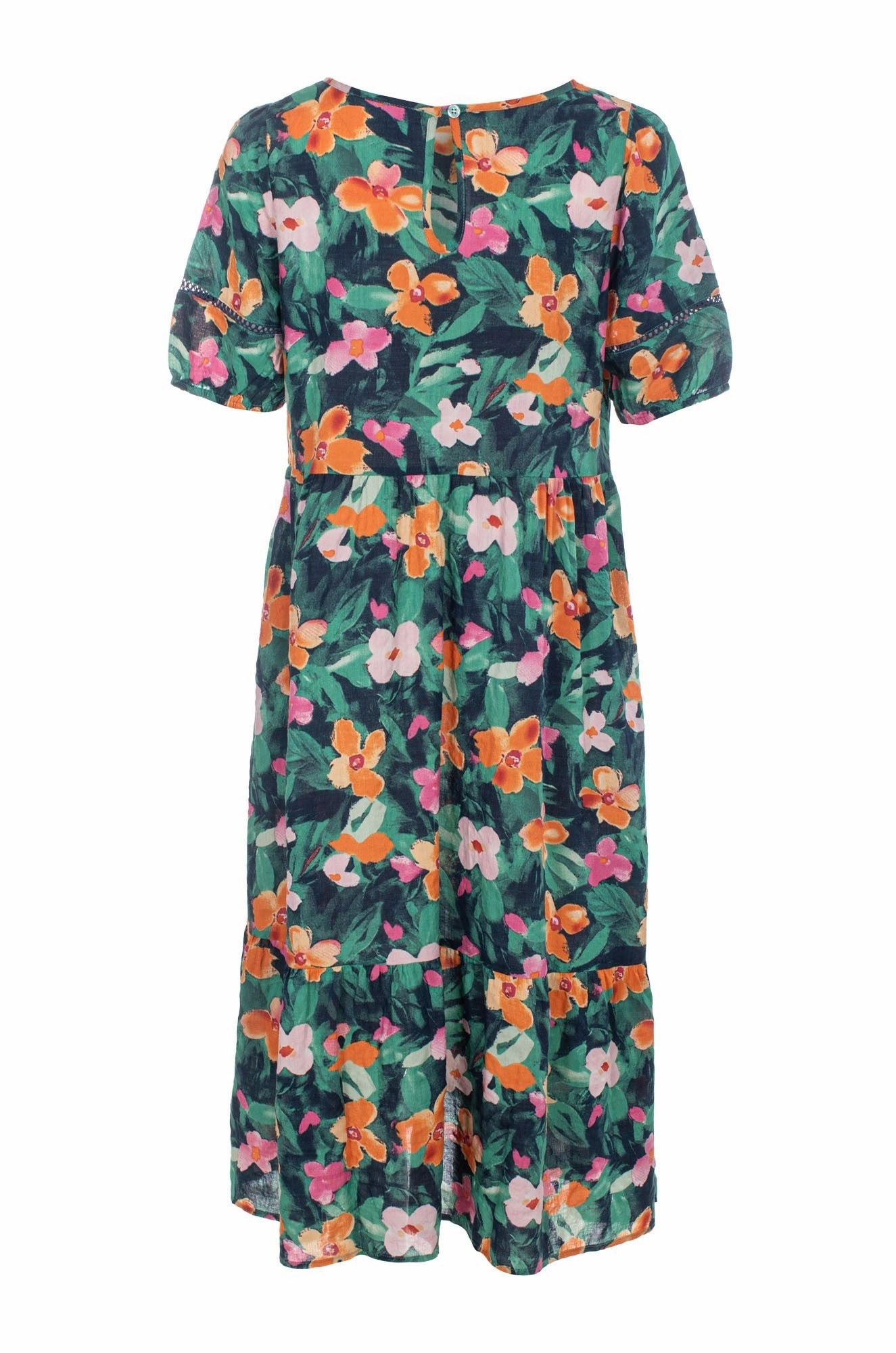 Sophisticated Layers Dress | Orange Pink Petals | 6532C1