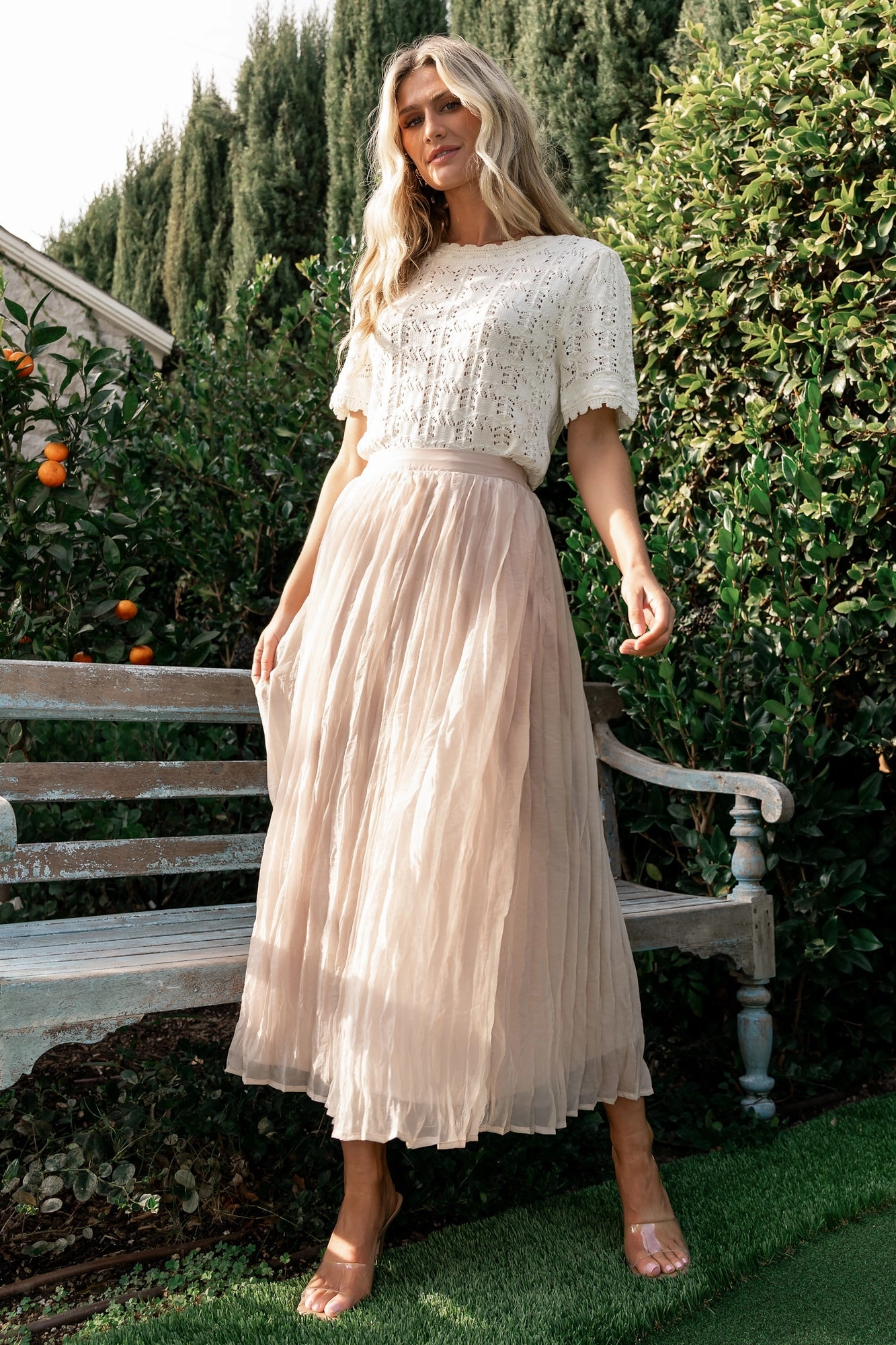 Contemporary Design Non Irritating Texture Cyra Midi Skirt | Natural