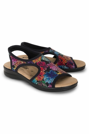 Italian made Neopene Sandal | BLACK FLORAL | TUSCANY AB Light Footwear