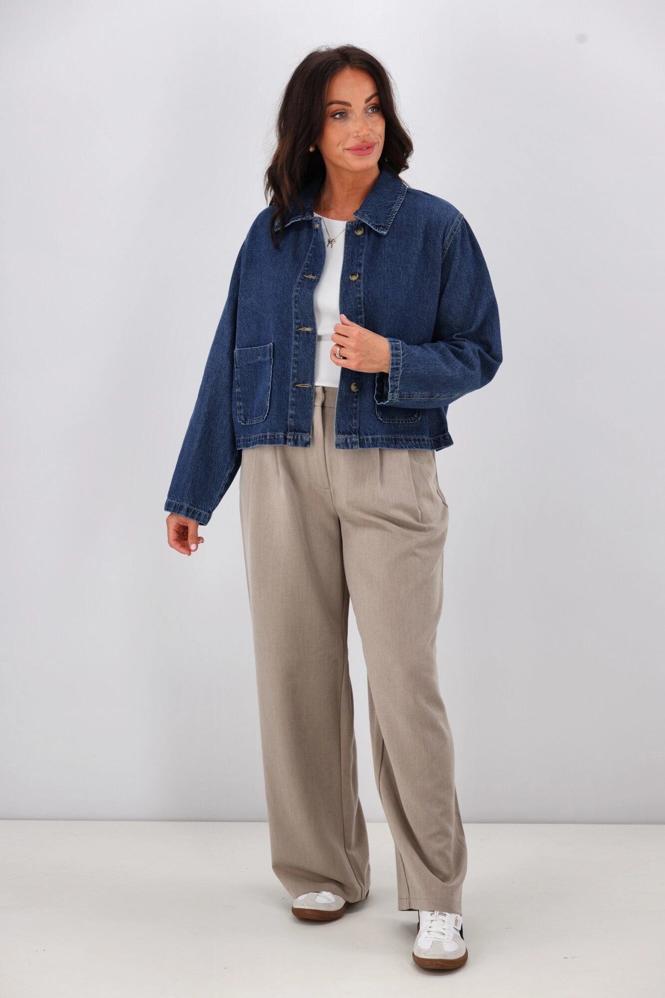 Shawl Lapel BondedZipperGuards ONLY Lerin Pocket Denim Jacket Dark Blue