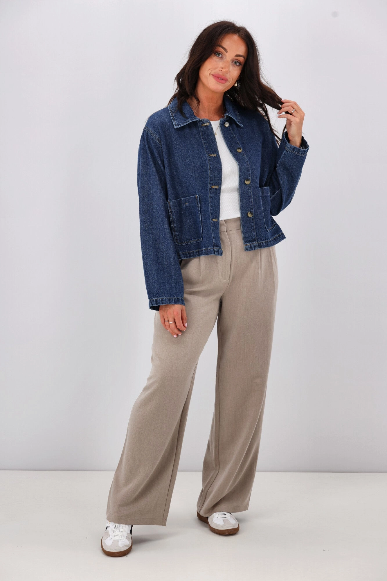 Weekend Ready Look ONLY Lerin Pocket Denim Jacket Dark Blue