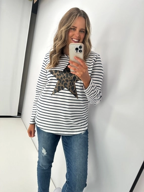 Threadz Annie Star Stripe Tee Navy/White StretchReinforcedArmholes