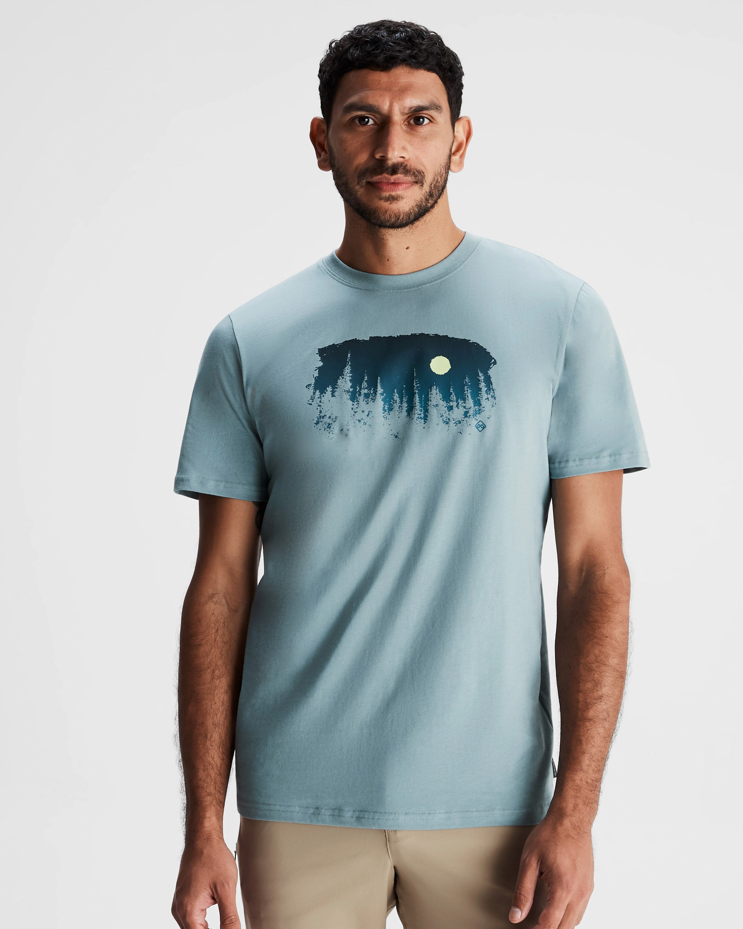Men's Tree Line Organic Cotton T-shirt - Vapor No Iron Fabric Reflective Safety Accents
