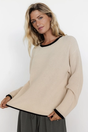 Tiffany Knit Sweater | Cream   Black Perfect Layering