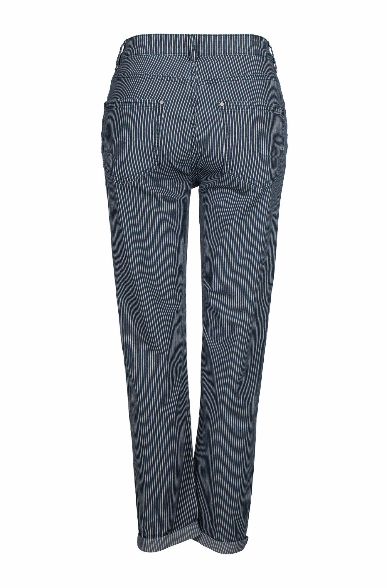 Quick Wash Capri Jeans | Mid Blue Stripe | 6892C1