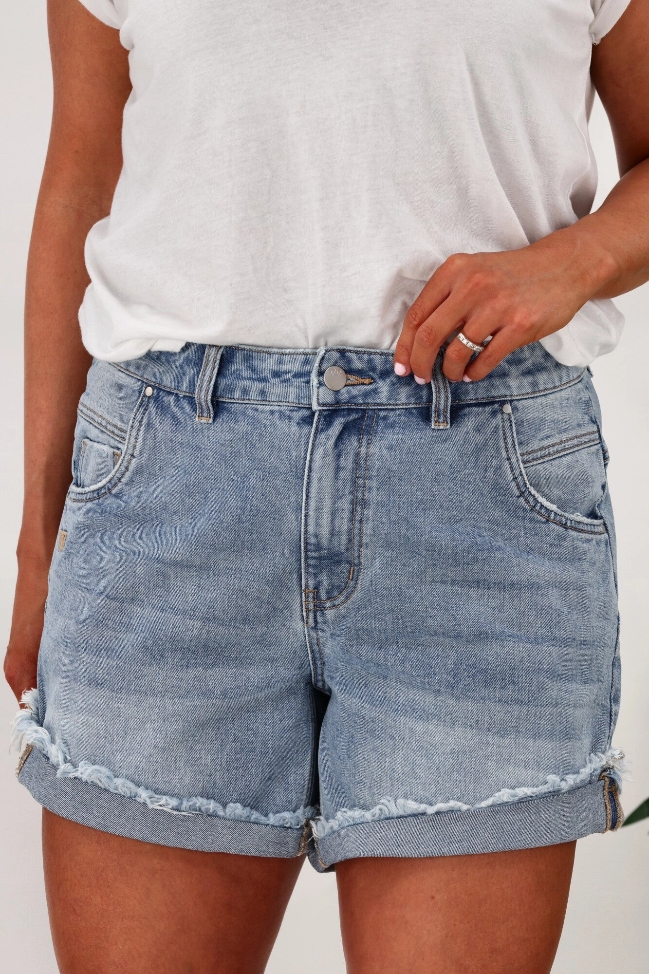 Shine On Label Baxter Short Washed Blue Free Size Adjuster Classic Shorts