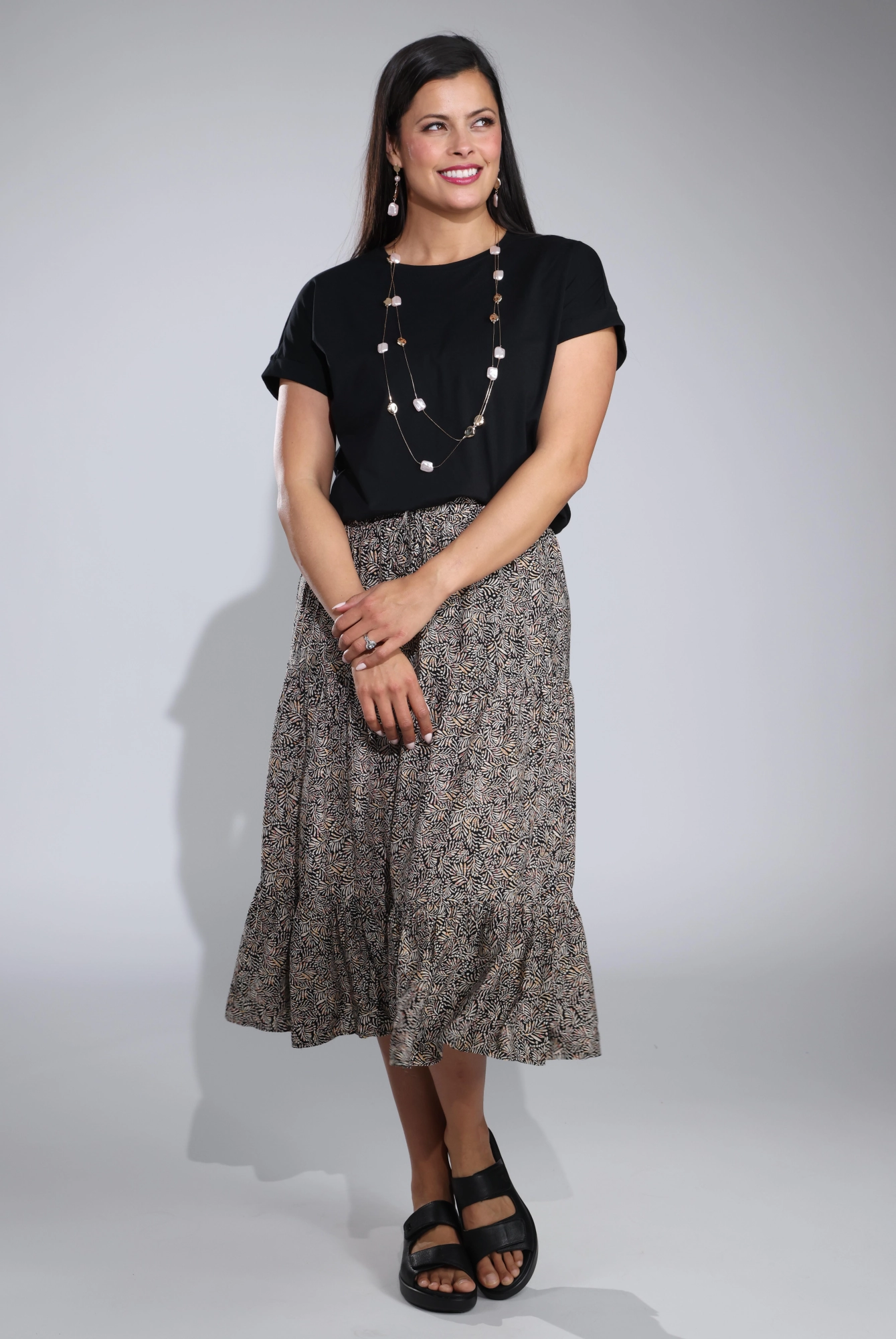Skirt | Black Taupe Sprig | 3367C1 Hidden pockets