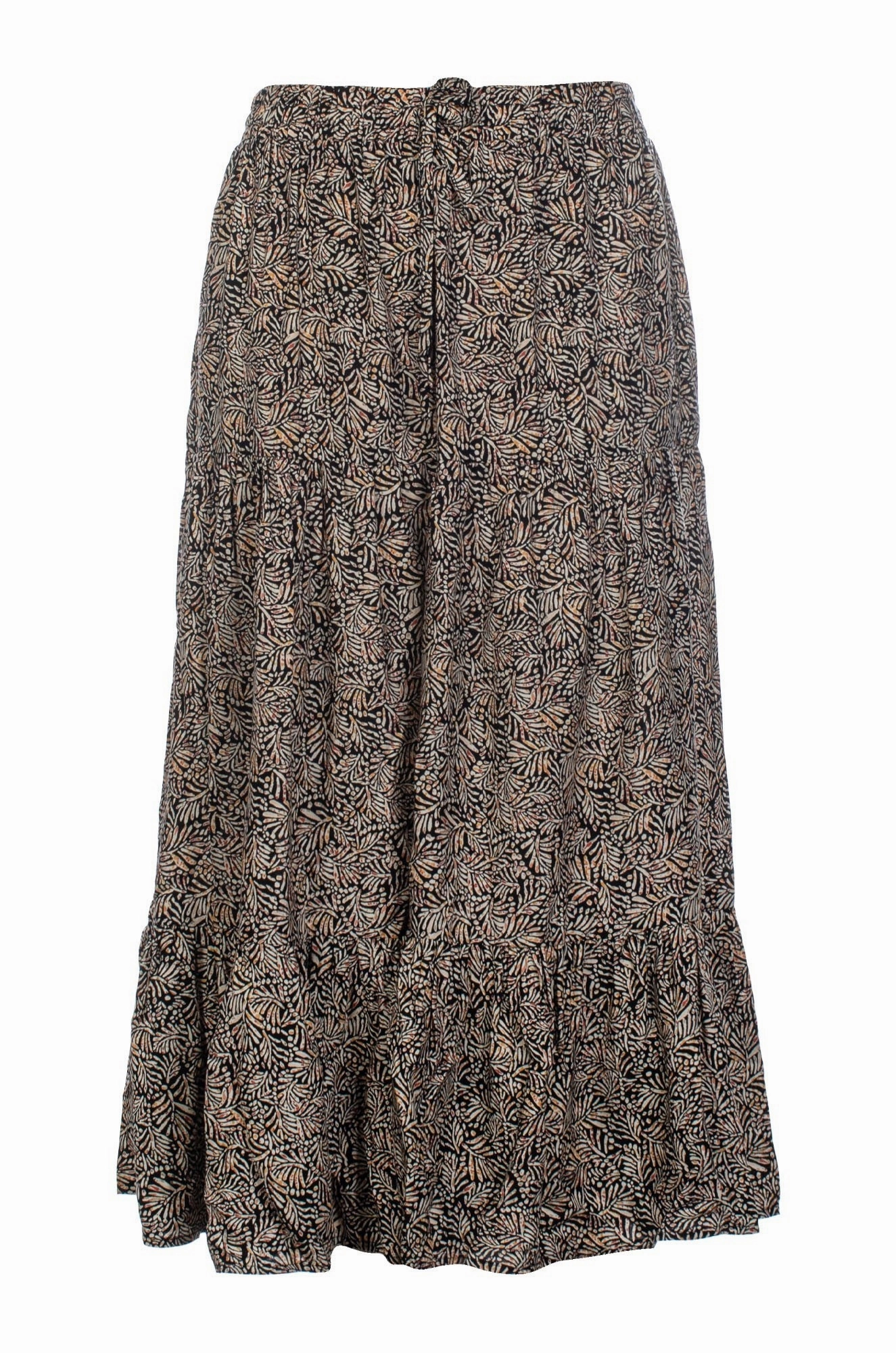 Front Slit Skirt | Black Taupe Sprig | 3367C1