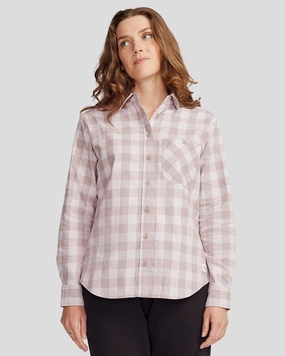 Edgy Fashion Metallic Finish Women's Fyfe L/S Shirt - Thistle Gingham