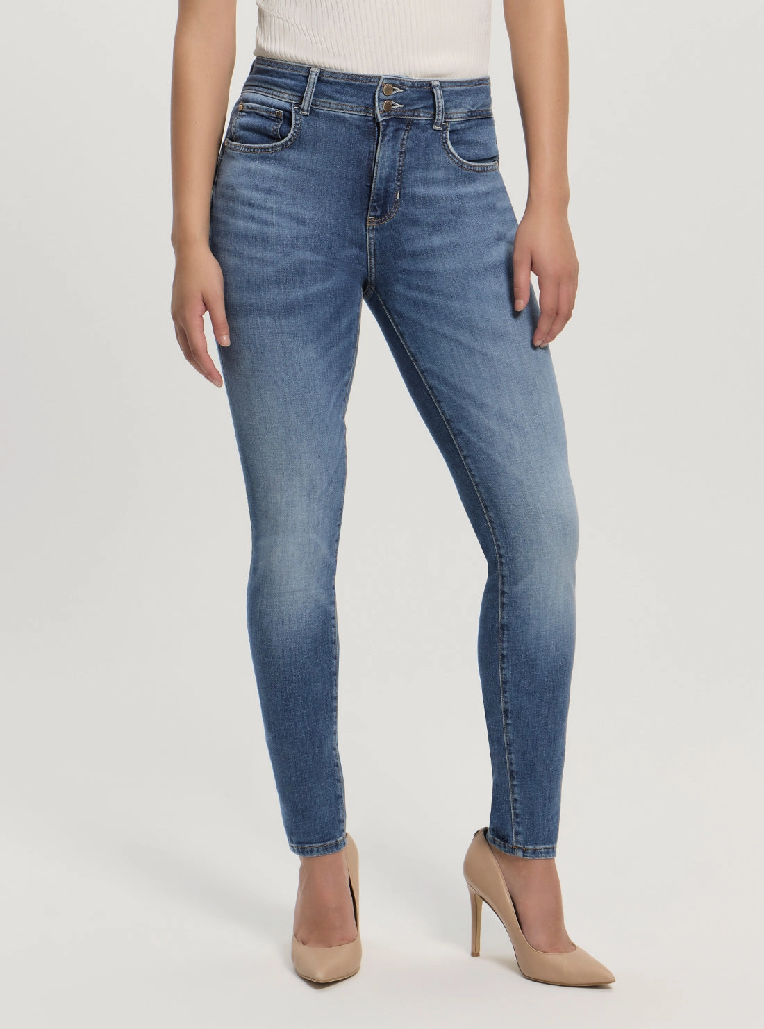 Fresh Look Eco High-Rise Skinny Fit Shape Up Jeans in Medium Wash