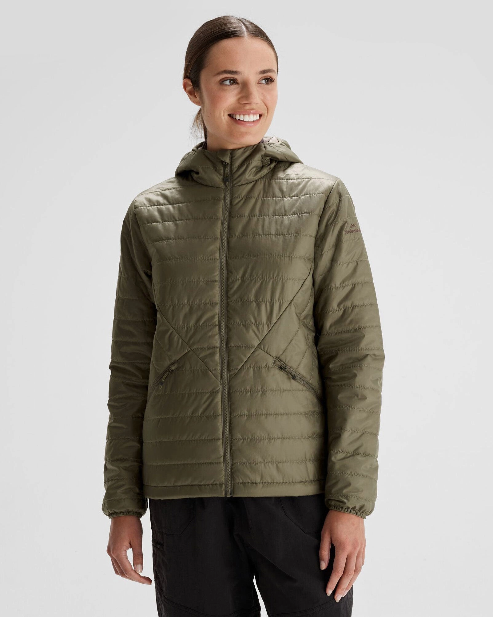 Sleek Layer Fit Hypoallergenic Fabric Blend Women's Heli R Insulated Hooded Jacket - Beech