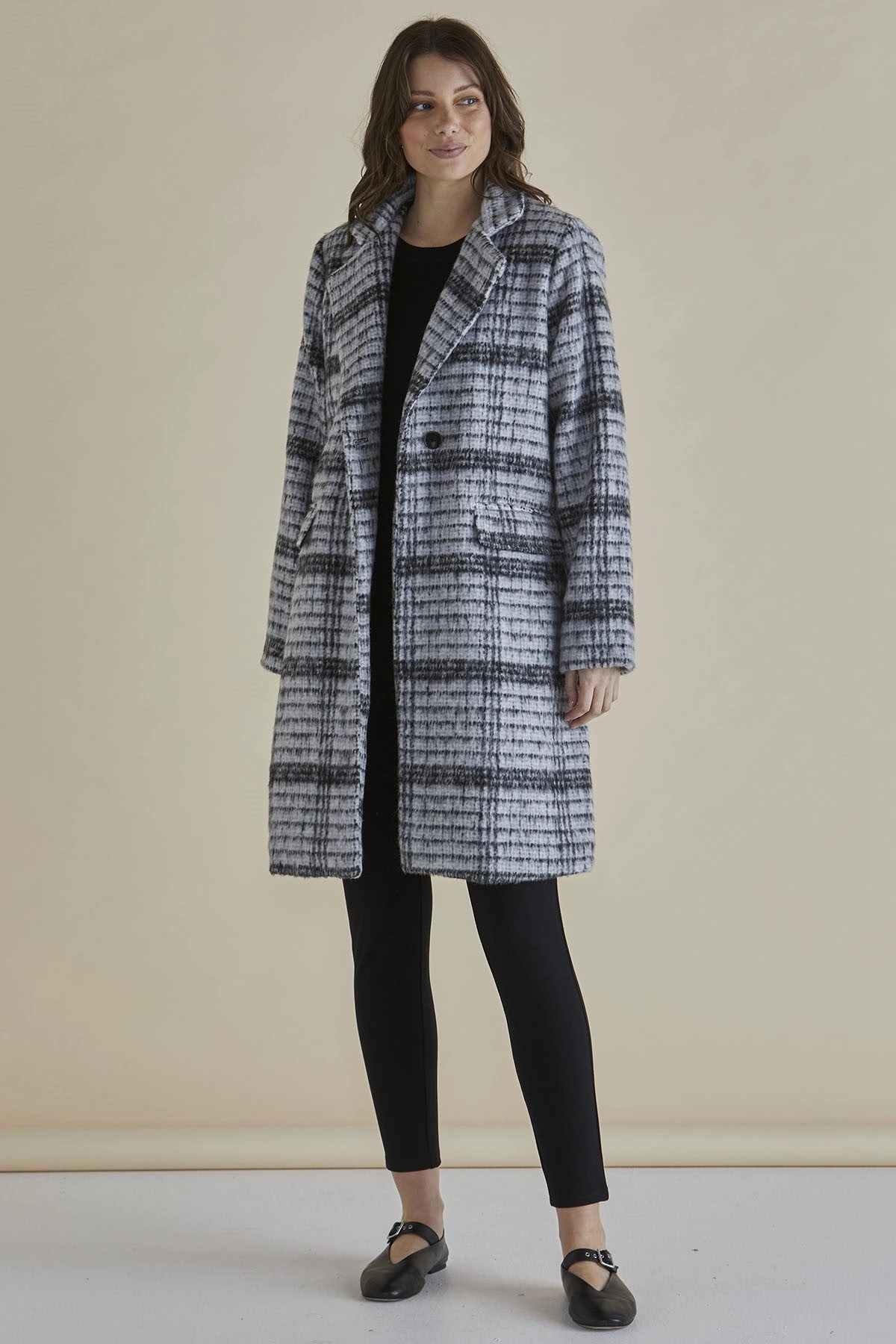 Office Wear Soft Lined Interior Betty Basics Wanda Coat Mono Chrome