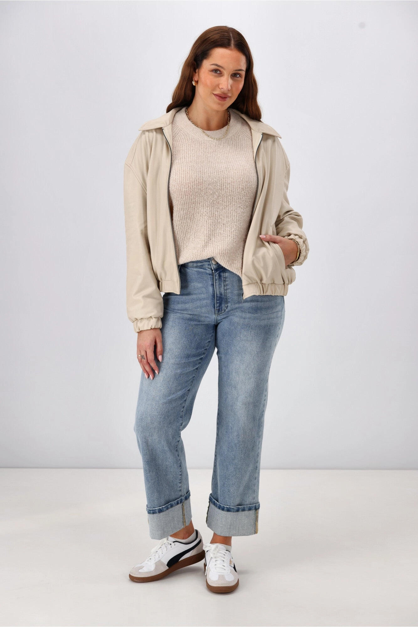 Shine On Label Aidia Pleather Jacket Taupe Light Reflective Layered Ventilation Panels