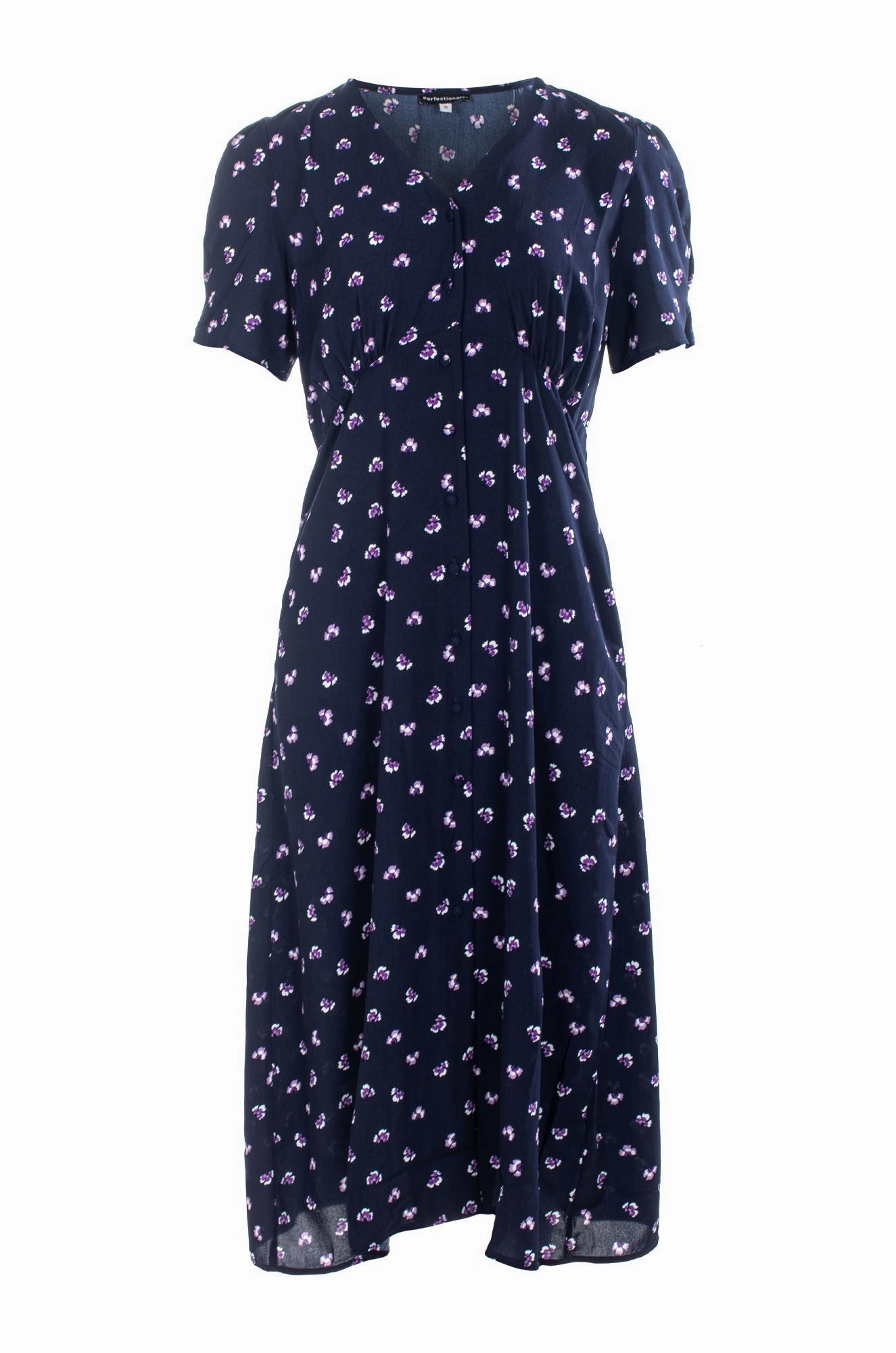 V Neck Midi Dress | Navy Petal | 4571C1 Vibrant Look