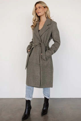 Valdez Long Coat | Olive Flexible Shoulder Panels Classic Casual Look
