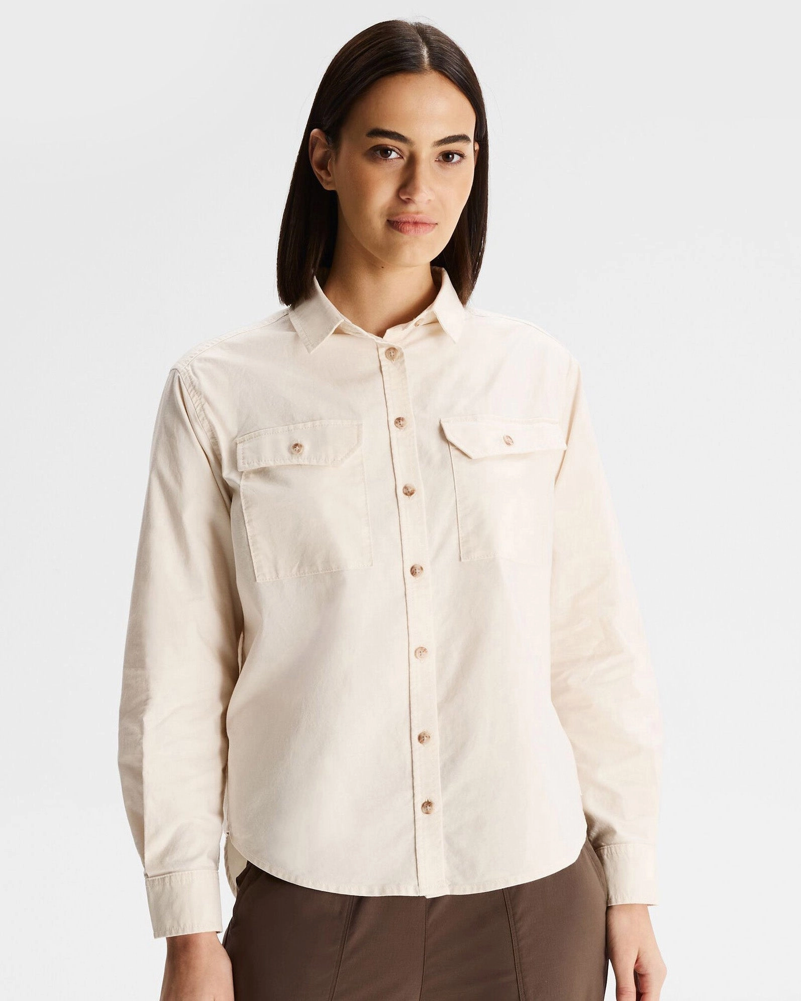 Vander HT Women's Long Sleeve Shirt - Natural High-Quality Fabric Tailored Silhouette