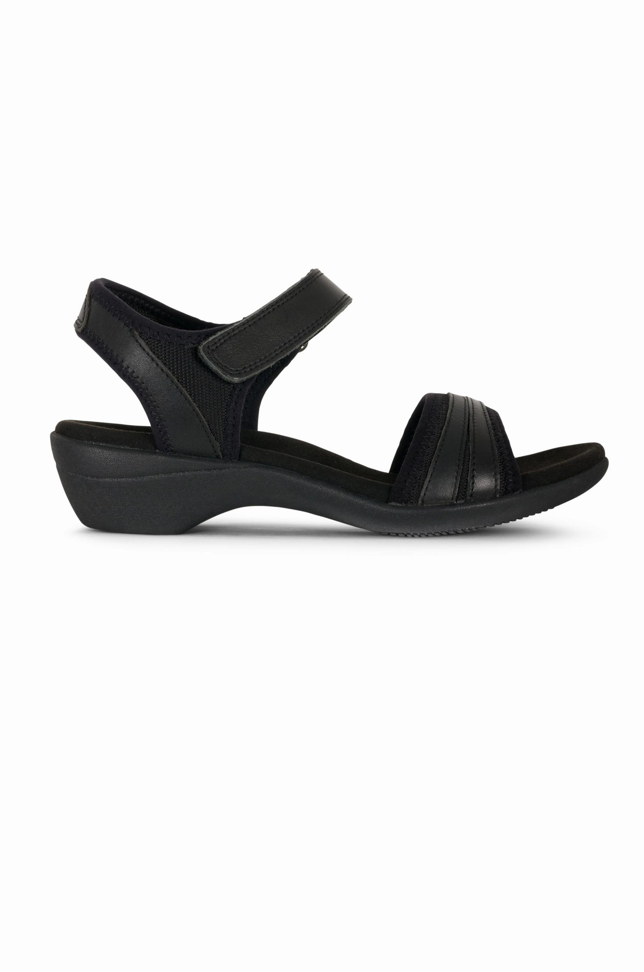 Casual Walk Velcro fastening Leather Sandal | BLACK | AMAZING AB